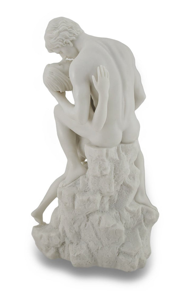 White Marble Lovers Embrace Nude Sculpture