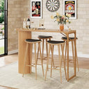 55" Fluted Wood Bar Table with Metal Frame
