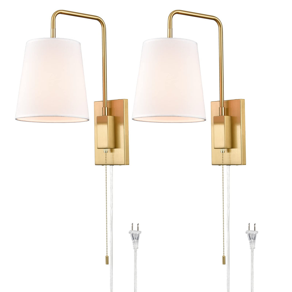 Gold Swing Arm Wall Sconce Set of 2 – Plug-In or Hardwired