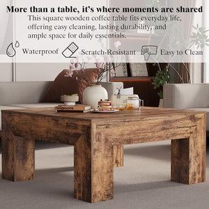 Square Farmhouse Coffee Table 35.5" Rustic Brown