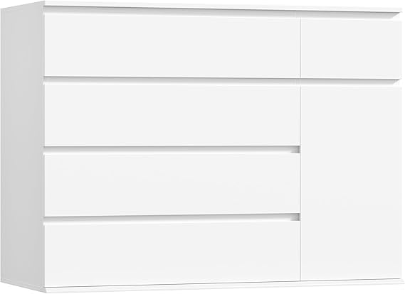 5-Drawer Dresser with Door Cabinet — Engineered Wood Storage Chest