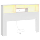 Queen Size Bookcase Headboard with Storage, LED Lights & Charging Station