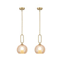 Amber Globe Pendant Light with Brushed Brass Rods
