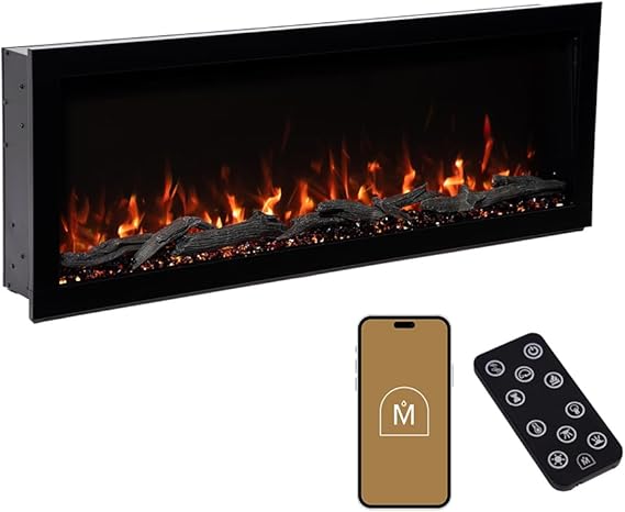 72-Inch Linear Electric Fireplace – Wall Mount & Recessed