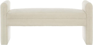 Upholstered Boucle Teddy Bench with Armrests