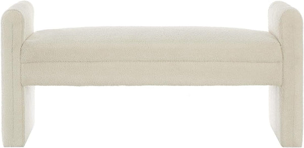 Upholstered Boucle Teddy Bench with Armrests