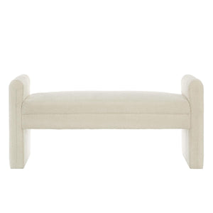 Upholstered Boucle Teddy Bench with Armrests