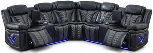 Power Recliner Sectional Sofa with LED Lights & Bass Speakers