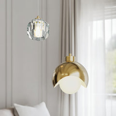 Gold Crystal Modern Pendant Light – Dimmable LED, Adjustable Hanging
