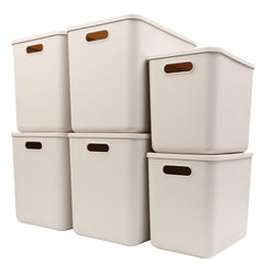 Lidded Plastic Storage Baskets 6-Pack