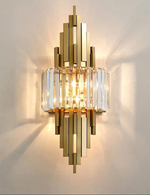 Modern Crystal Wall Sconce 2-Light Gold