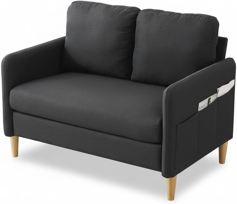 Linen Loveseat Sofa with Side Storage