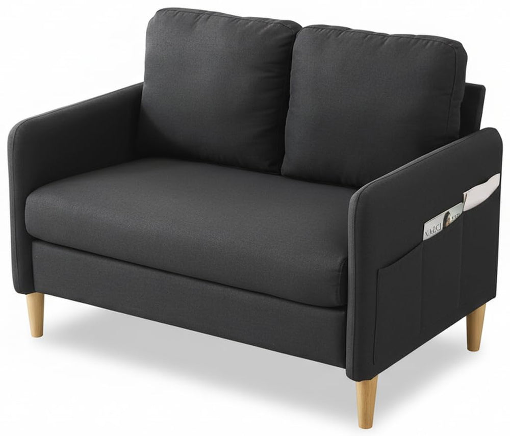 Linen Loveseat Sofa with Side Storage