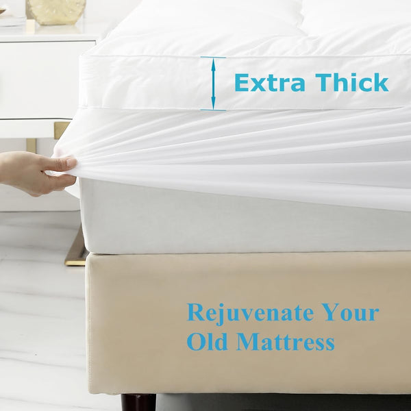 Mattress Topper Extra Thick Pillow Top with Spiral Fiber Filling