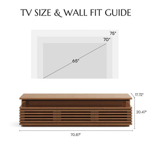 Mid-Century Modern TV Stand 71" with LED Lights & Ventilated Storage