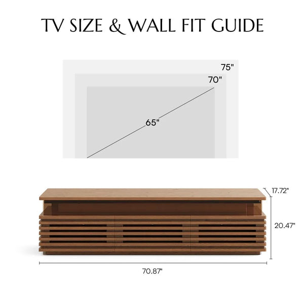 Mid-Century Modern TV Stand 71" with LED Lights & Ventilated Storage
