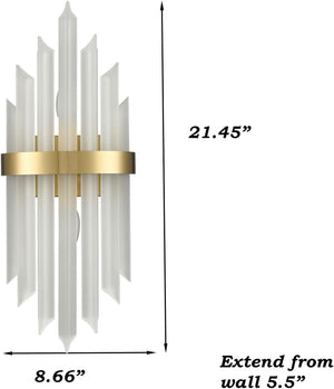 Gold Crystal Wall Sconces Set of 2 – Modern Vanity Light Fixtures