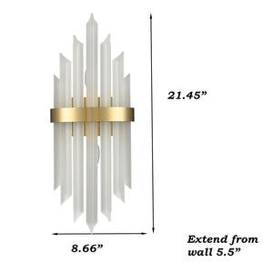 Gold Crystal Wall Sconces Set of 2 – Modern Vanity Light Fixtures