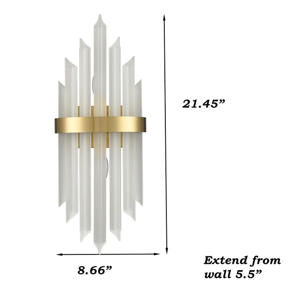 Gold Crystal Wall Sconces Set of 2 – Modern Vanity Light Fixtures