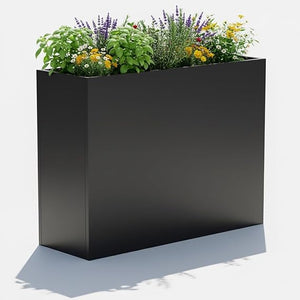 Tall Metal Outdoor Planter Box with Drainage — Set of 2