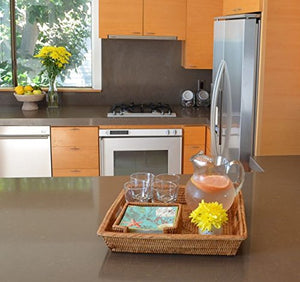 Rattan Square Serving Tray with Handles
