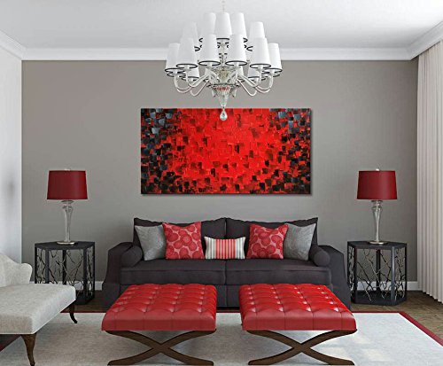 Red Abstract Canvas Wall Art – Framed Oil Painting