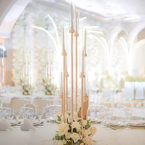 42-Inch Tall Gold Candelabra Candle Holder with Glass Shades
