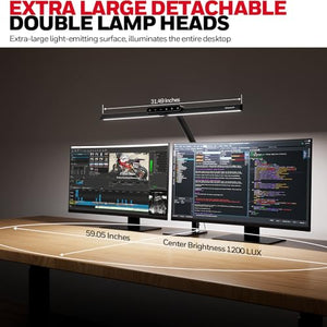 LED Desk Lamp with Dual-Head & Adjustable Arm