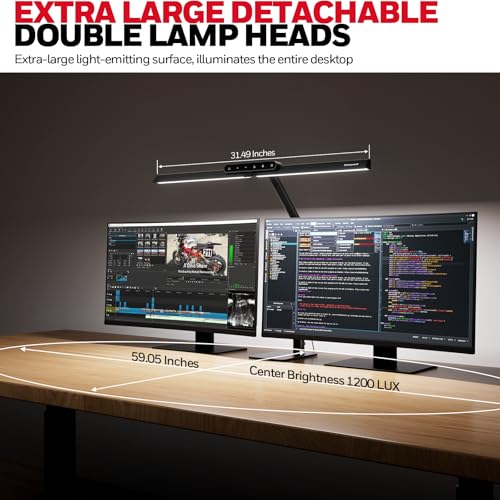 LED Desk Lamp with Dual-Head & Adjustable Arm