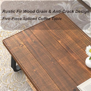 Rustic Wood Coffee Table with Metal Frame