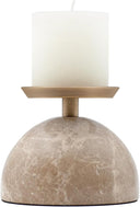 Marble Pillar Candle Holder with Brass Tray – Natural Stone Centerpiece