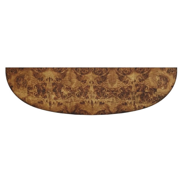 Demilune Console Table – Burl Wood Veneer, 54"W x 15"D x 32"H