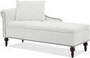 56.6" Wide Indoor Chaise Lounge with Storage & Left Armrest