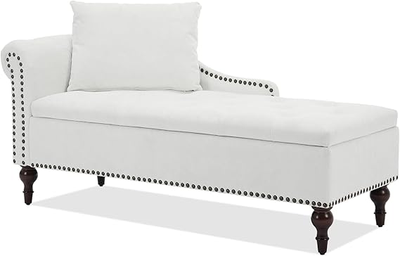 56.6" Wide Indoor Chaise Lounge with Storage & Left Armrest