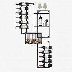 Wall Wine Rack with Cork Catcher – Iron, Label-Forward, 11 & 14 Bottle