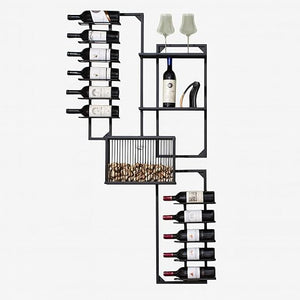 Wall Wine Rack with Cork Catcher – Iron, Label-Forward, 11 & 14 Bottle
