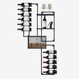 11-Bottle Wall-Mounted Wine Rack with Cork Catcher