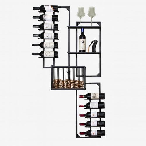 11-Bottle Wall-Mounted Wine Rack with Cork Catcher