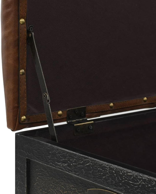 Storage Bench with Castors – Brown Faux Leather