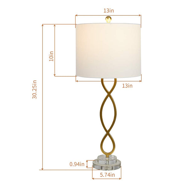 Crystal Base Table Lamps Set of 2 – 3-Way Dimmable Buffet Lamps