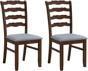 Ladder Back Dining Chairs Set of 2 — Solid Wood, Upholstered Seat