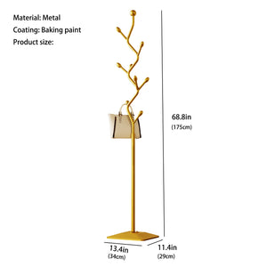 Tree-Shaped Metal Coat Rack Stand with 8 Hooks