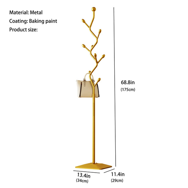 Tree-Shaped Metal Coat Rack Stand with 8 Hooks