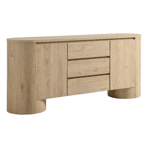 71-Inch Oval Wood Grain Sideboard with Doors and Drawers