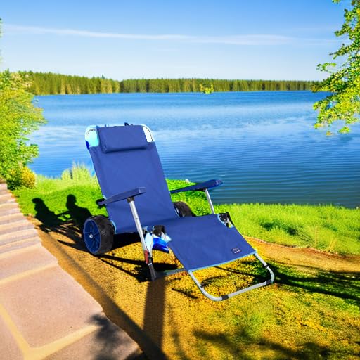 2-in-1 Folding Beach Lounge Chair with Pull Cart Wagon