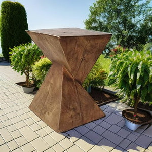 Concrete Accent Side Table – Twisted Hourglass Design