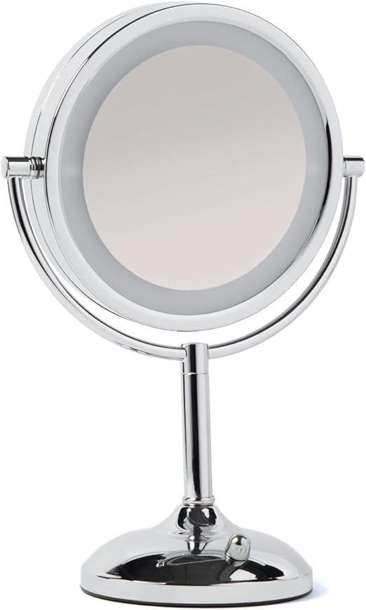 LED Lighted Tabletop Vanity Mirror with 10X/1X Magnification
