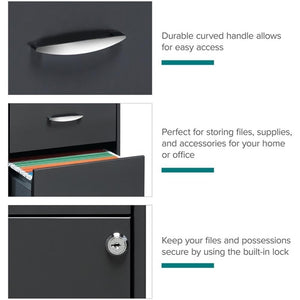 3-Drawer Vertical Metal Filing Cabinet with Lock – Letter Size