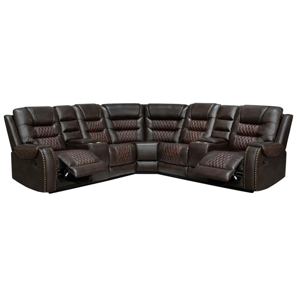 L-Shaped Manual Recliner Sectional Sofa with Chaise Lounge