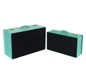 Velvet Storage Trunks Set of 2 with Gold Hardware Accents